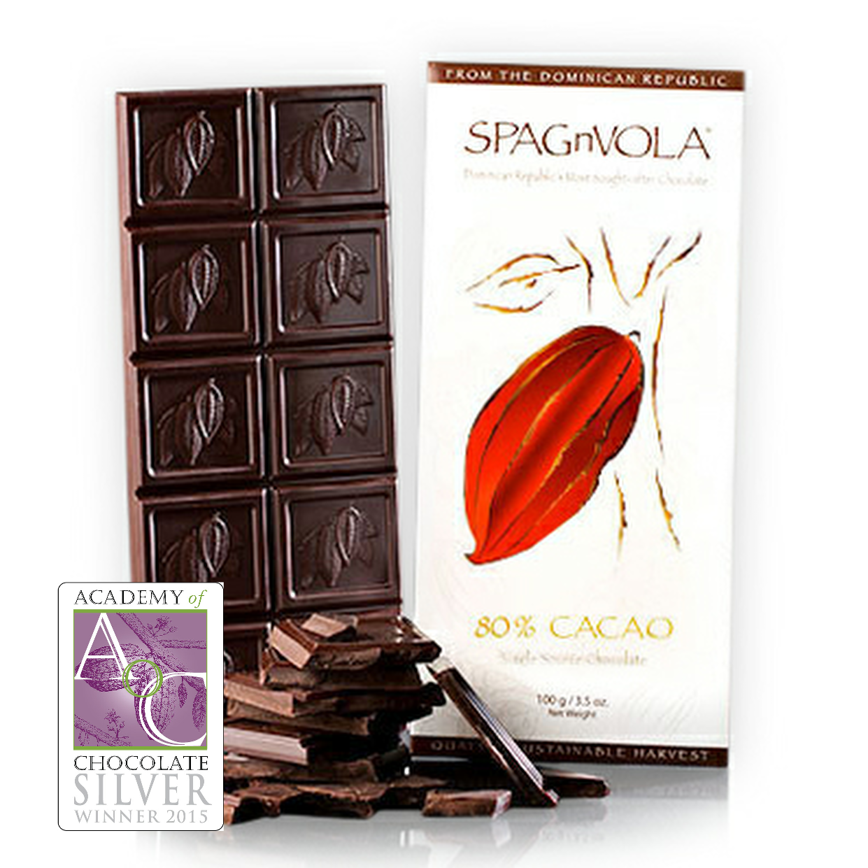 Award Winning Dominican 80 Dark Chocolate SPAGnVOLA Chocolatier